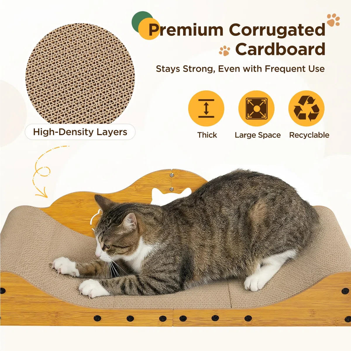 Gimars Tiragraffi per Gatti XXL 78 cm, Tappetino Graffi in Design Divano, Letto per Gatti & Protezione Mobili per Gatti Grandi e Case con più Gatti