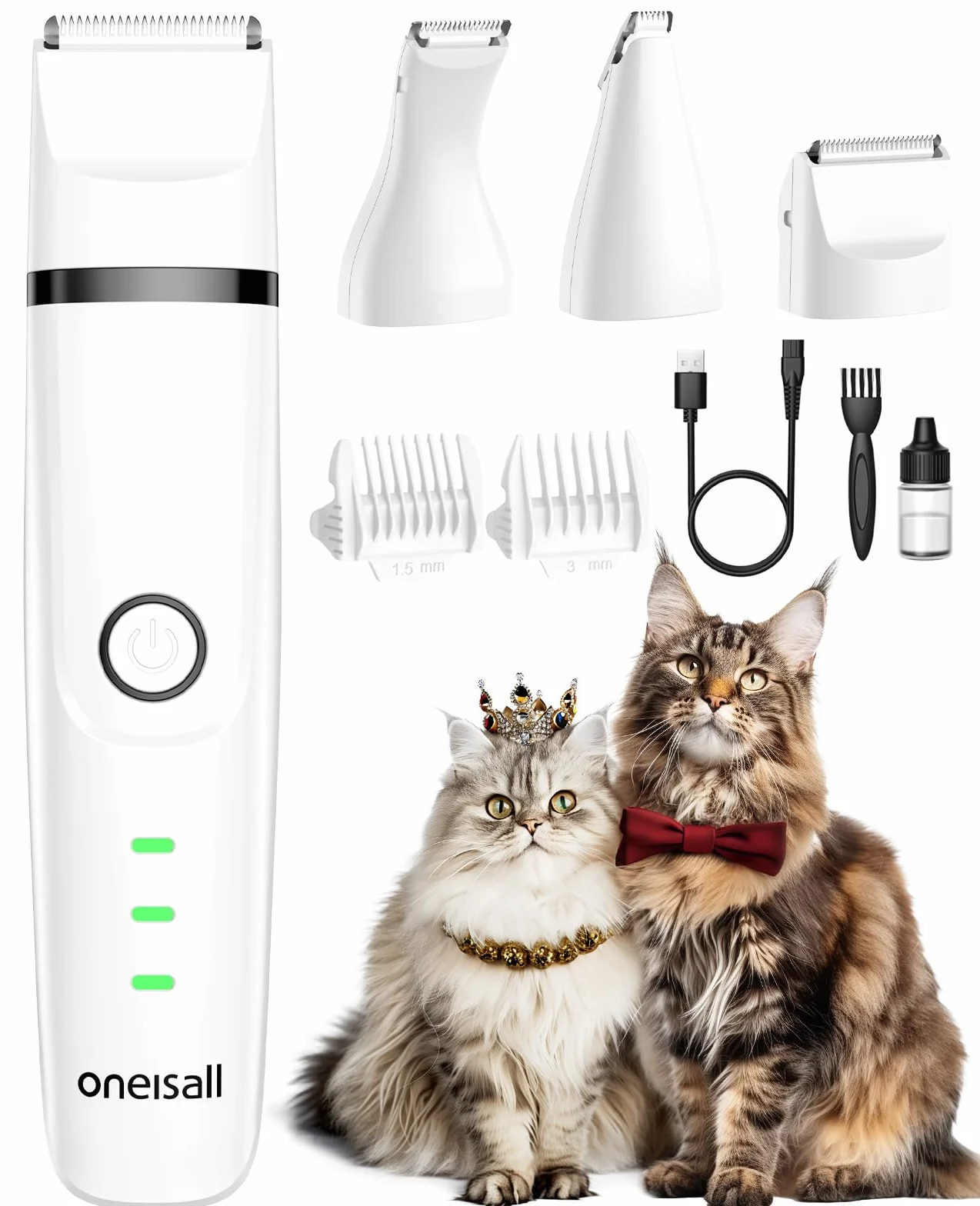 oneisall Set tosatrice per gatti, 3 in 1 tosatrice professionale per gatti a pelo lungo per zampe, sedere, nodi, dingleberry