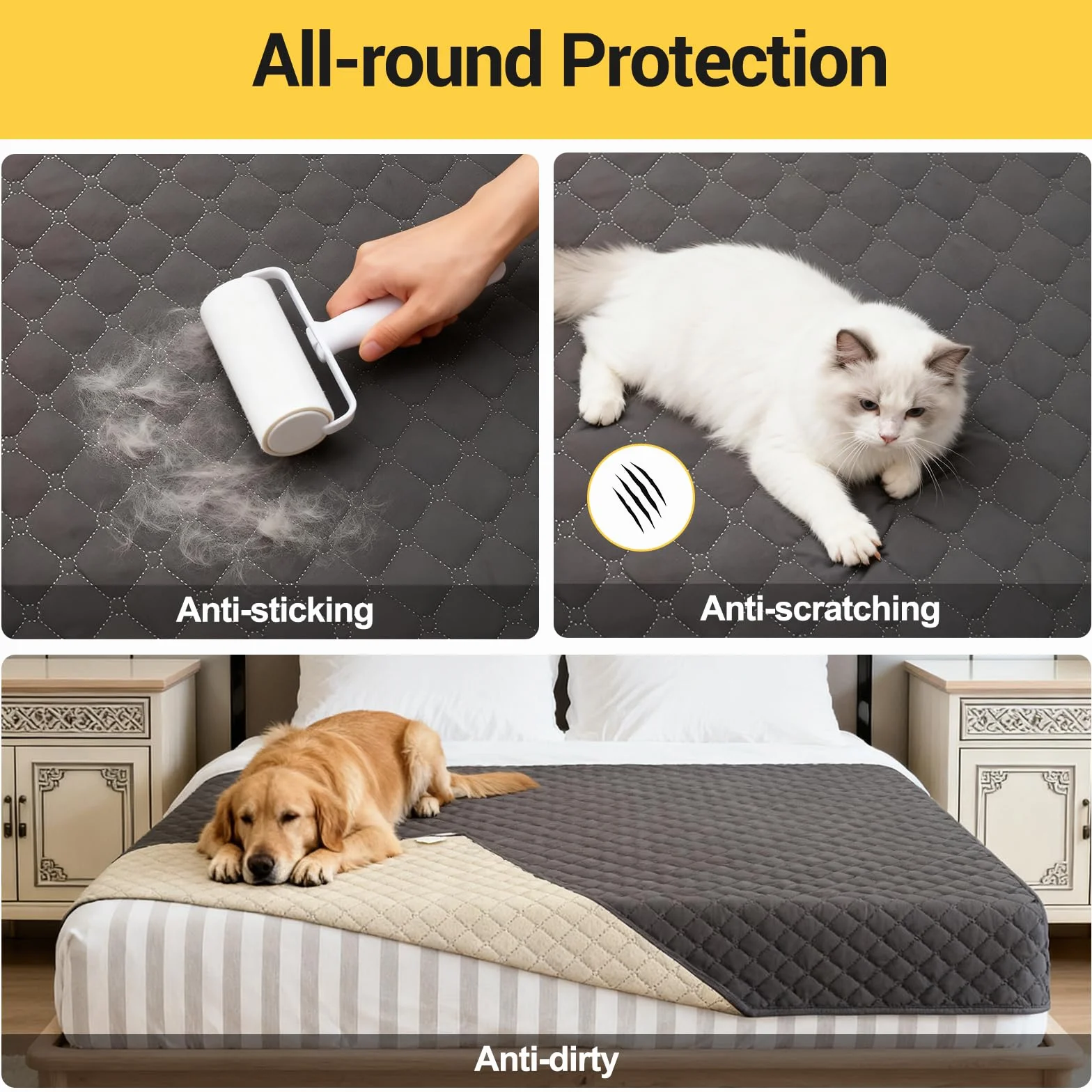 LURICO Copridivano per Cani Impermeabile 210x130cm, Coperta Protettiva Impermeabile con Punti Antiscivolo per Divano, Letto e Auto - Lavabile in Lavatrice, Resistente ai Graffi e Peli