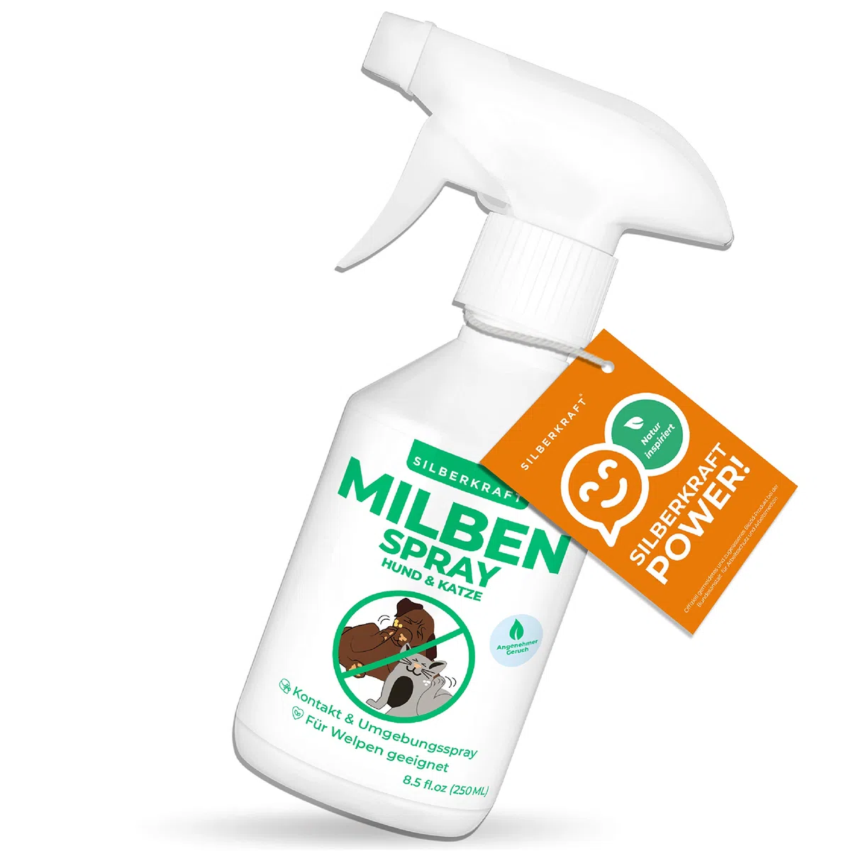 Silberkraft - Spray antiacaro per cani e gatti, 250 ml, affidabile antiacaro per cani, gatti, roditori e altri animali domestici, efficace e utile antiacaro