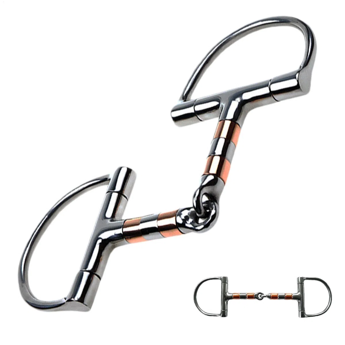 Morso per cavallo con anello a D - Morso per filetto per cavallo in acciaio inossidabile | Filetto con bocca in rame con snodo singolo, filetto professionale con anello a D per allenamento ed equitazi