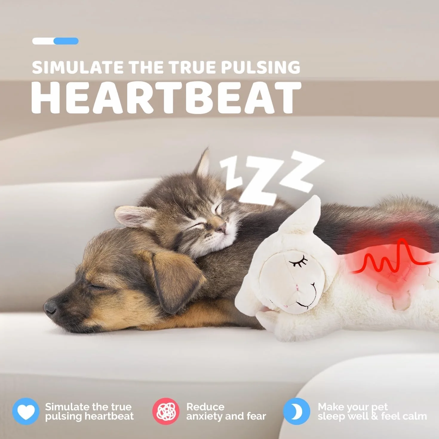 All For Paws All For Paws Tutto per Paws Afp Little Buddy - Battito Cardiaco Pecora Bianco