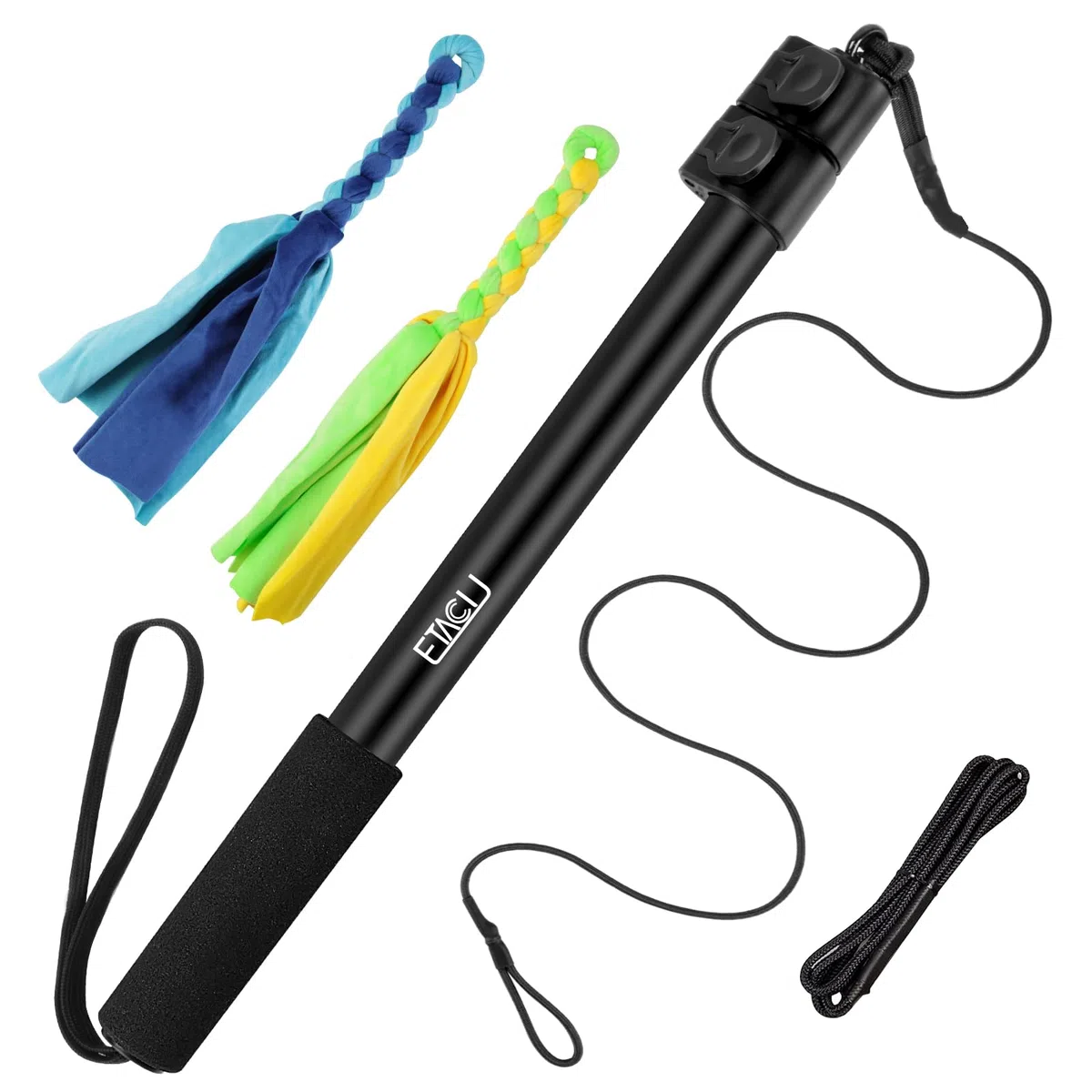 ETACCU Canna da Pesca per Cani di Taglia Grande, Giocattolo Estensibile, Canna da Flirt con Corda, per Piccola, Media e Grande Taglia (Nero 103cm)