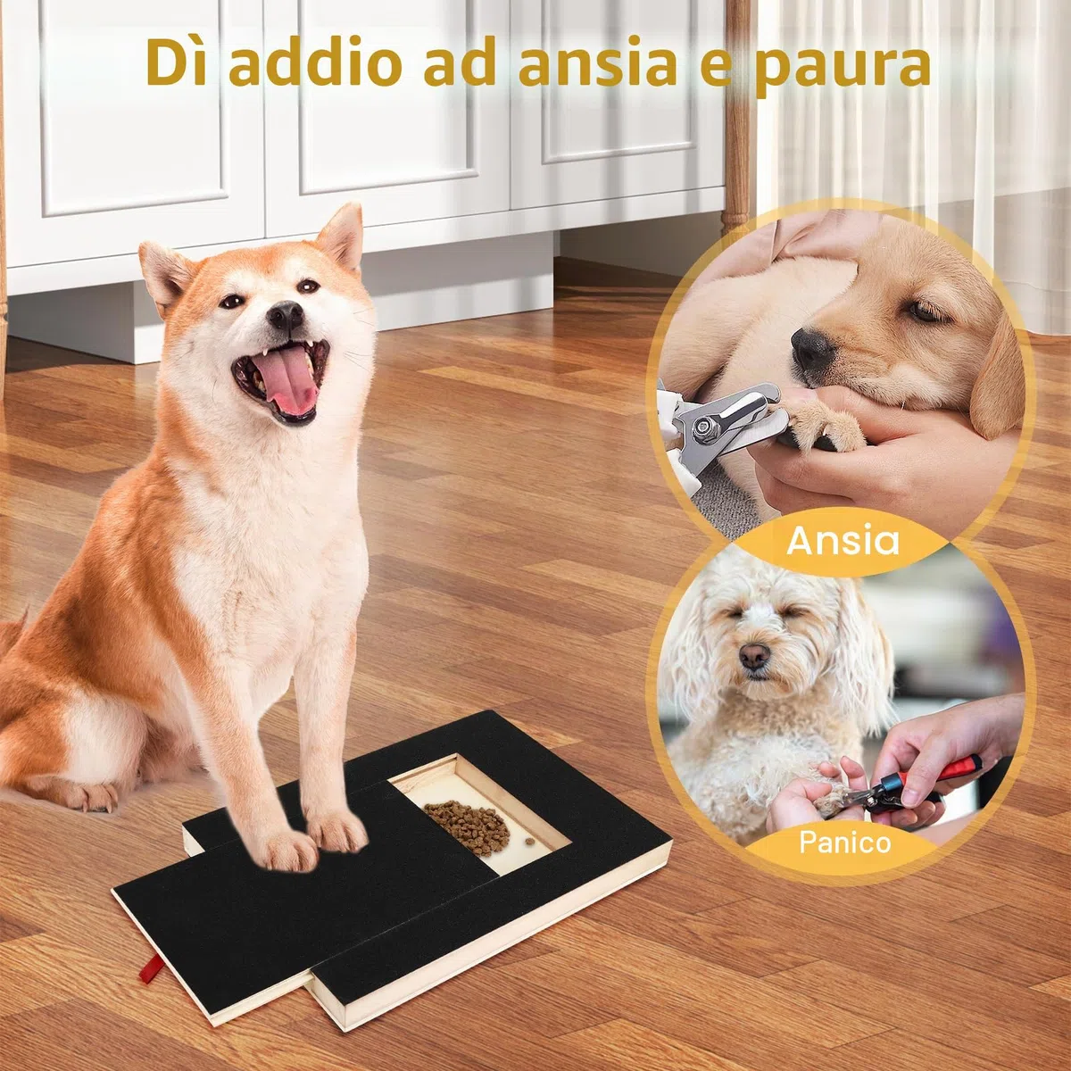 Tiragraffi per cani con scatola per dolcetti e levigatrice per artigli, 1 foglio di carta vetrata di ricambio per la cura delle unghie per cani
