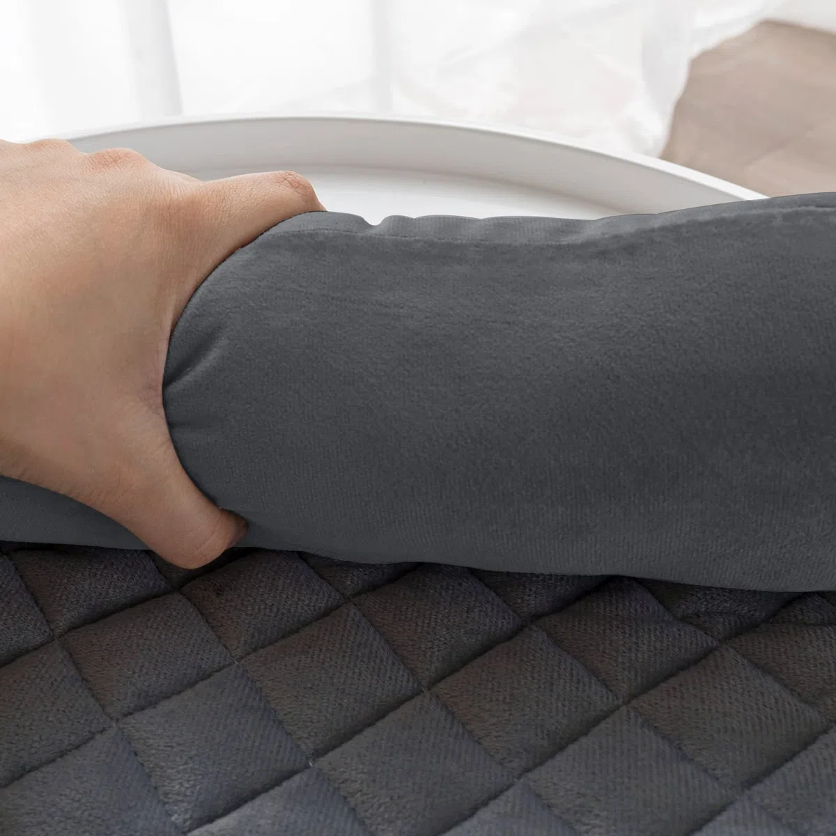 OKYUK Cuccia per cani – Cuscino per cani, lavabile a mano, per cani di grandi dimensioni, medie e piccole dimensioni (grigio scuro, 75 x 75 cm)