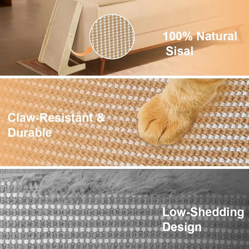 Aolso Tiragraffi per Gatti Forma di L, 69 cm Tiragraffi Gatto Grande, Tiragraffis in Sisal Naturale, Tappeto Tiragraffis per Gatti Adulti e Gattini in Cartone di Alta Qualità per Pareti e Angoli