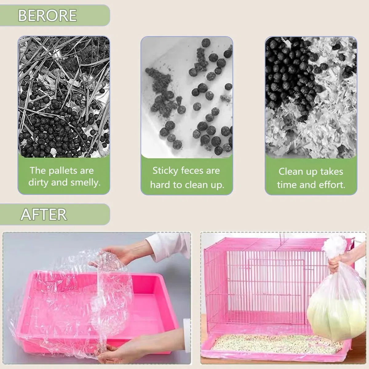 Fodere per Gabbie Monouso, Pellicola per Gabbia di Coniglio, 50 Pezzi Film Plastico per Gabbia di Coniglio per per Coniglietto Criceto Riccio Furetto e Piccoli Animali (Trasparente, 70x50cm)