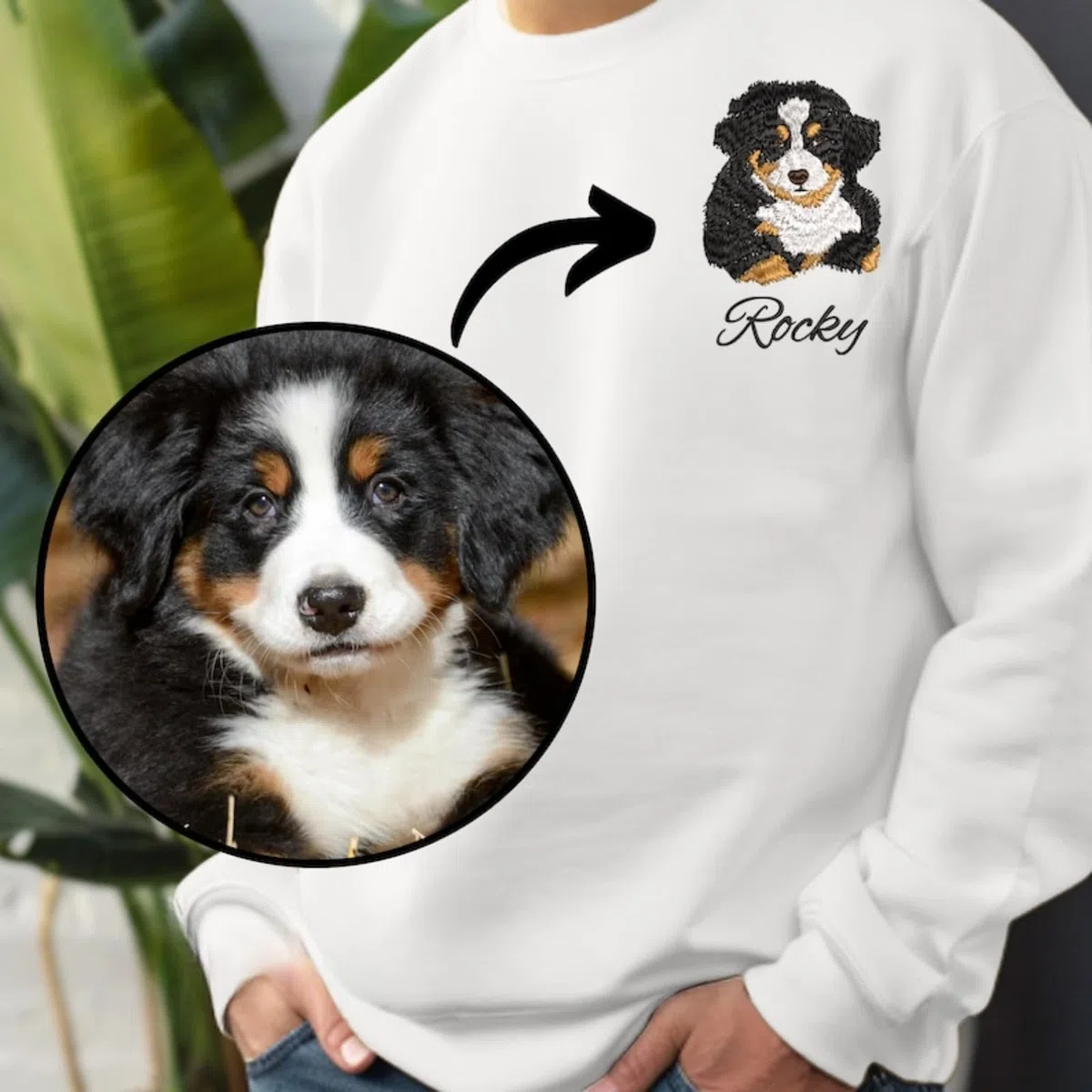 Felpa con cappuccio personalizzata ricamata con viso animale, Felpa con foto di cane, Felpa con cappuccio personalizzata ricamata per animali, Regalo per papà di cane, Maglietta