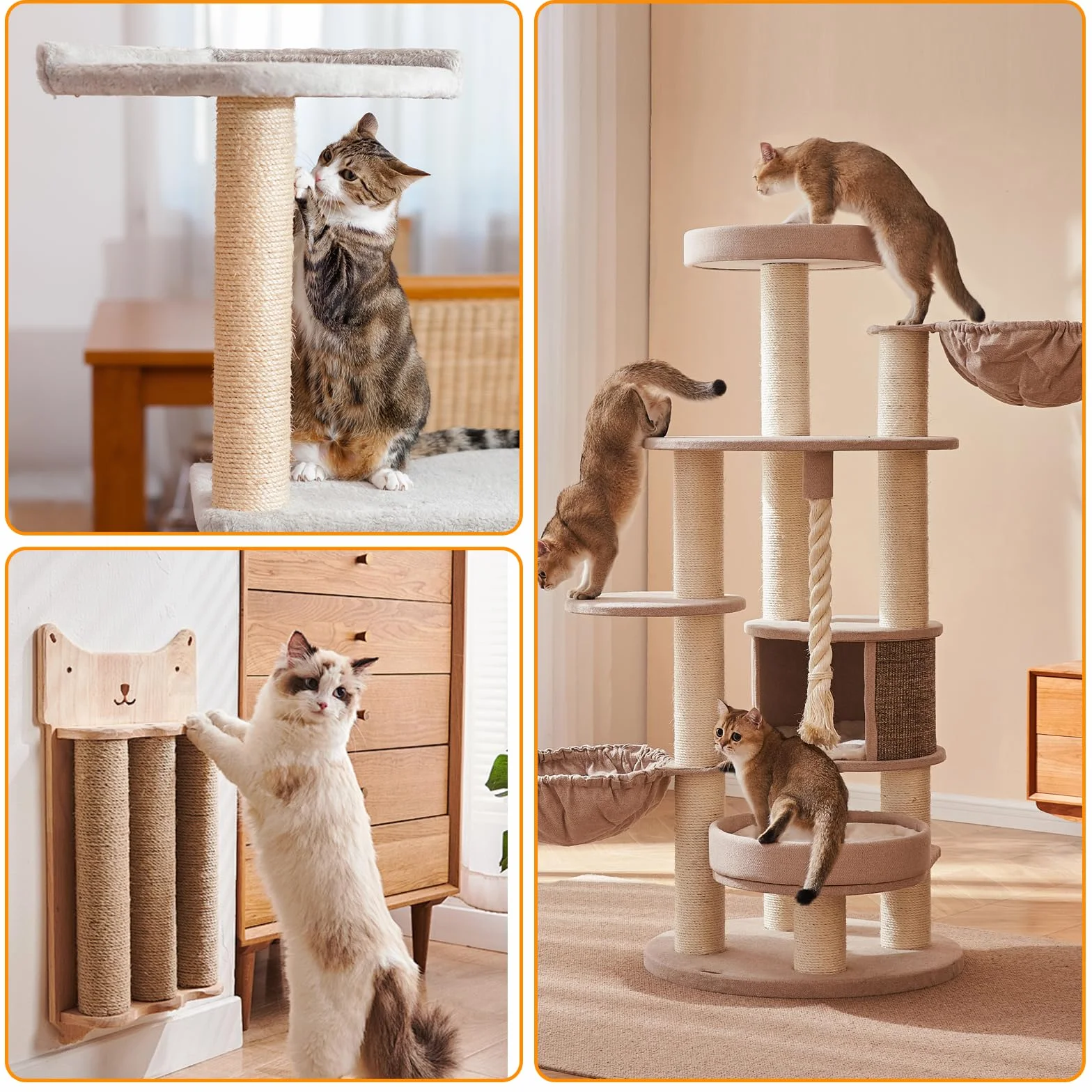 Corda Sisal per Tiragraffi per Gatti 8mm x 60m, Corda Juta Naturale per DIY Tiragraffi per Albero di Gatto, Filo per Graffiatoio, Ideale per Casa, Giardino, Decorazioni