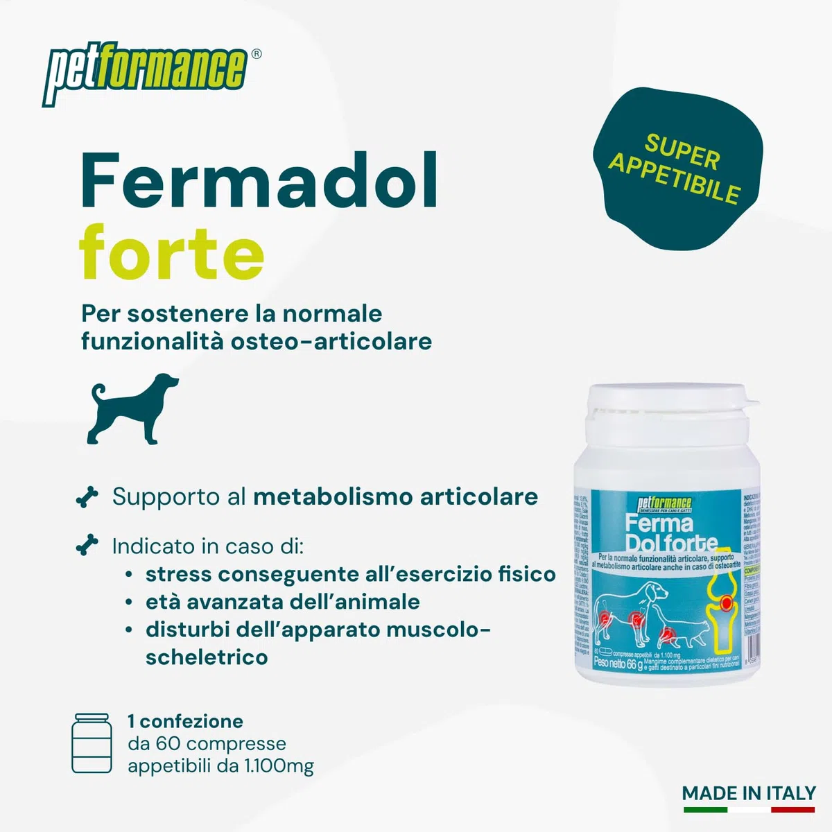 FermaDol Forte - 60 Compresse per le Articolazioni del Cane e del Gatto - con Glucosamina, Condroitina, Artiglio del Diavolo - Contrasta Dolore ed Infiammazione (Pilloliera)