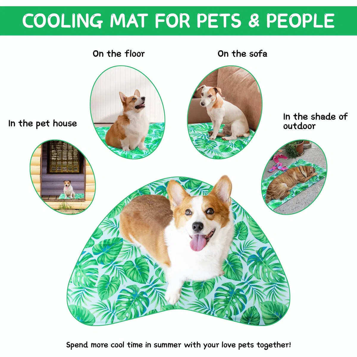 Qoosea Tappetino Rinfrescante per Cani e Gatti, Tappeto Refrigerante Gel Non Tossico per Animali, Tappetini in Gel Autorinfrescante Pet Cooling Mat in Estate - 50 * 65CM