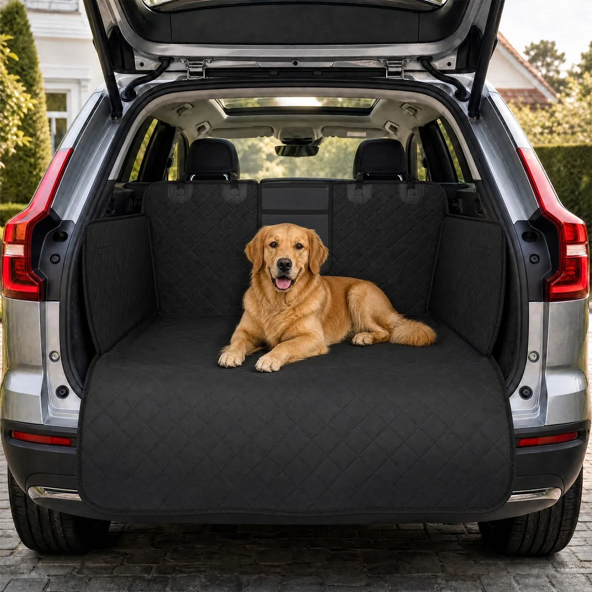 Copri Baule Auto per Cani, Telo Bagagliaio Auto per Cani Impermeabile e Antiscivolo, Tappetino per Cani da Bagagliaio Universale con Protezione Laterale e Paraurti (185x105 cm)