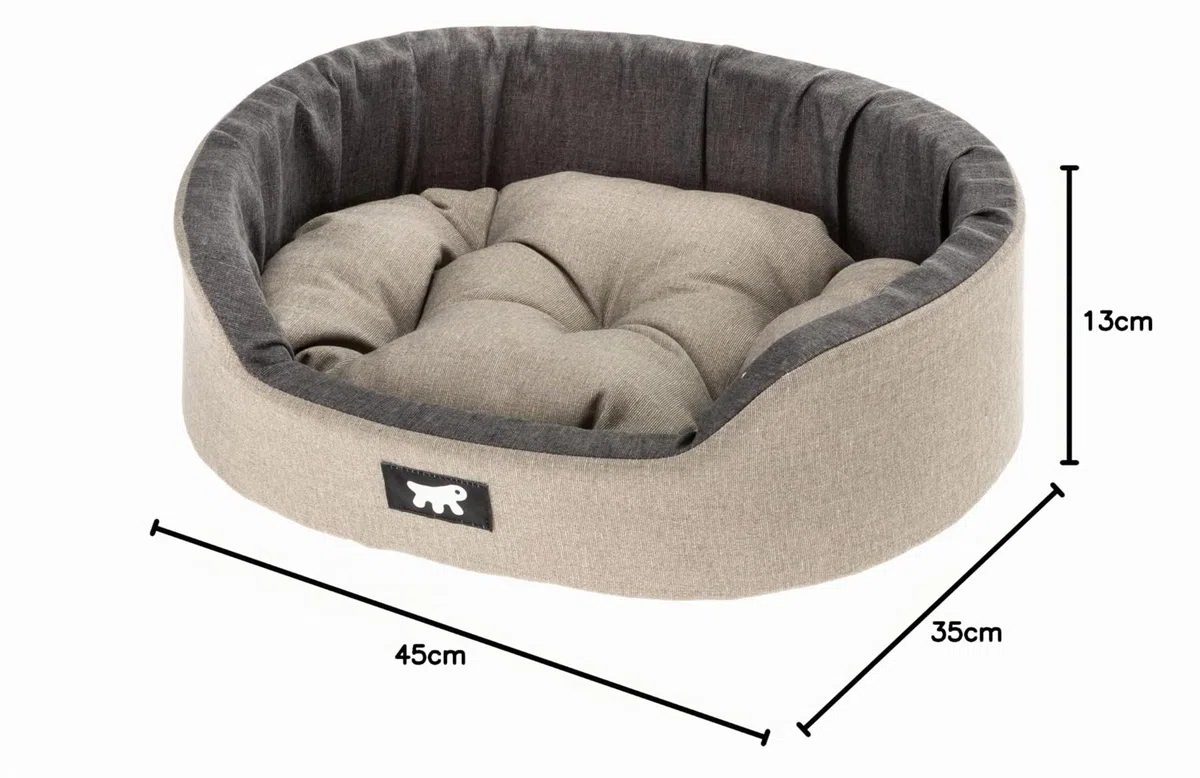 Ferplast Cuccia Cane Interno Dandy - Cuscino Rimovibile, Lavabile, Rivestimento in Cotone con Soffice imbottitura, ideale anche come Cuccia Gatto, 45 x 35 x h 13 cm, Marrone