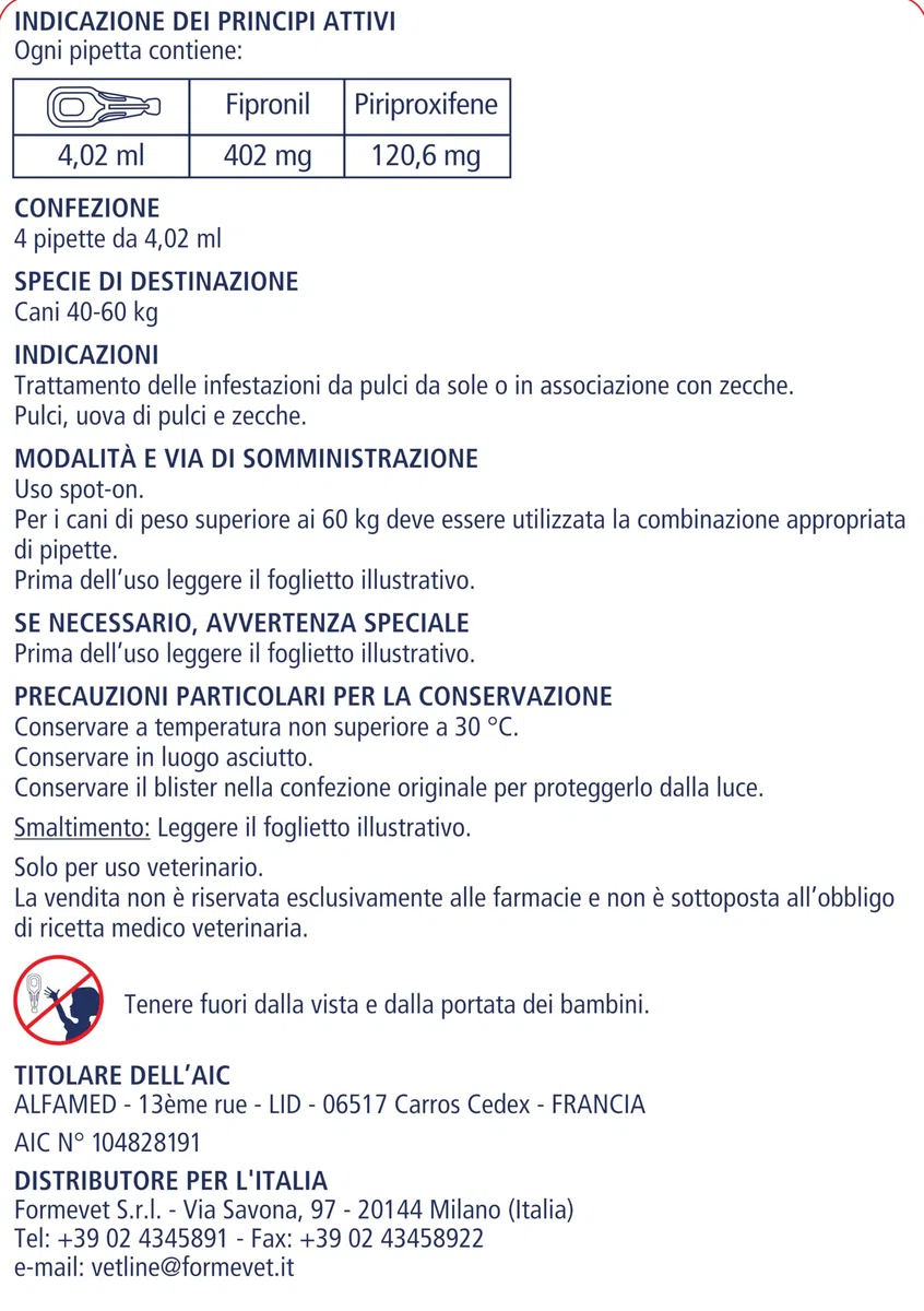 Fipralone Duo Fipralone Duo 402 Mg/120 Mg Soluzione Spot-on per Cani di Taglia Gigante
