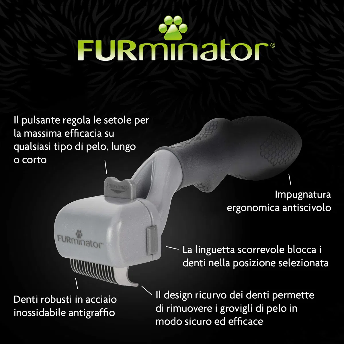 FURminator Districante regolabile per Cani e Gatti - Pettina in modo sicuro e rimuove delicatamente i nodi dal pelo