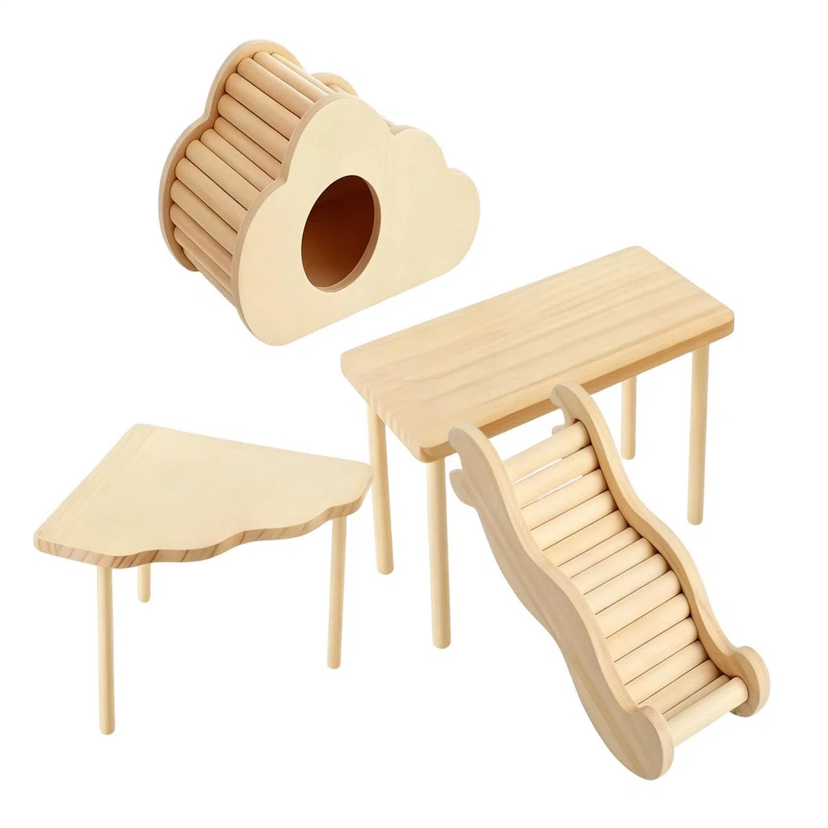 Scaletta per criceti, in legno, a forma di , per gerbilli, topi, furetti, cincillà, per interni ed esterni