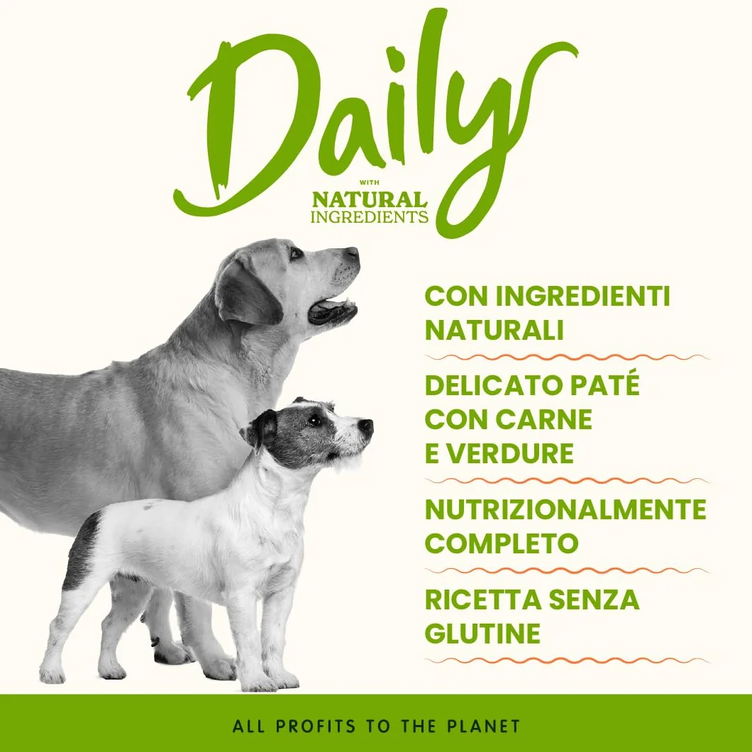 Almo Nature Daily, Alimento Umido per Cani Adulti con Vitello e Carote - 100g, Confezione da 32