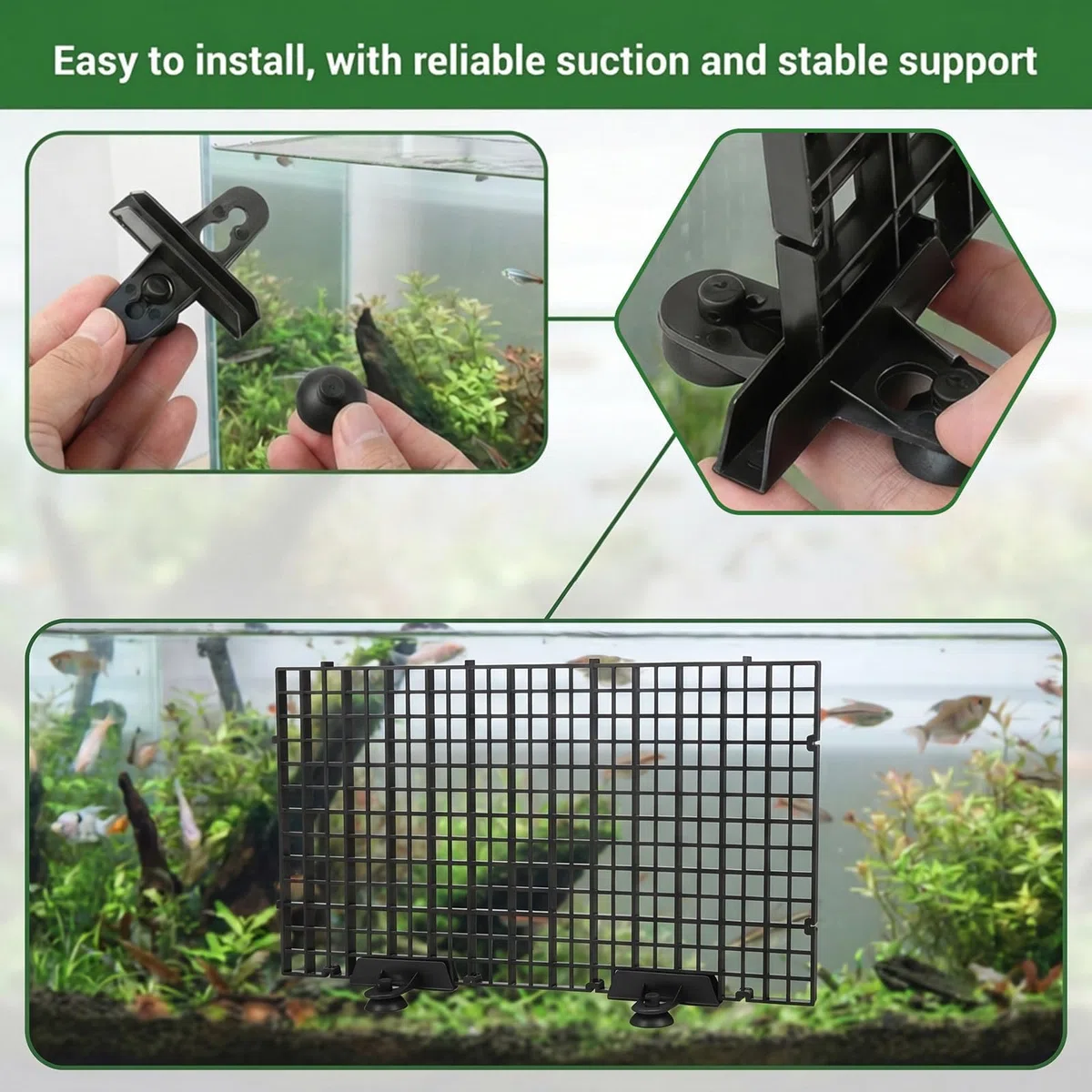 Griglia per Acquario in Plastica 6 Pezzi Divisore per Acquario 30x30 cm Griglia del Filtro dell'Acquari Divisore con 6 Pezzi Clip Ventosa per Filtri e Protezione del Fondo dell'Acquari