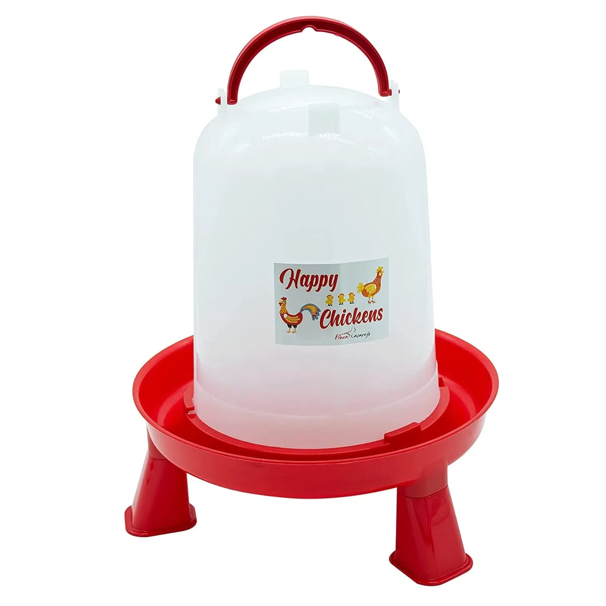 FINCA CASAREJO Abbeveratoio per Galline con Piedini - Abbeveratoio in Plastica Happy Chickens - Capacità 5L - Acqua Sempre Pulita