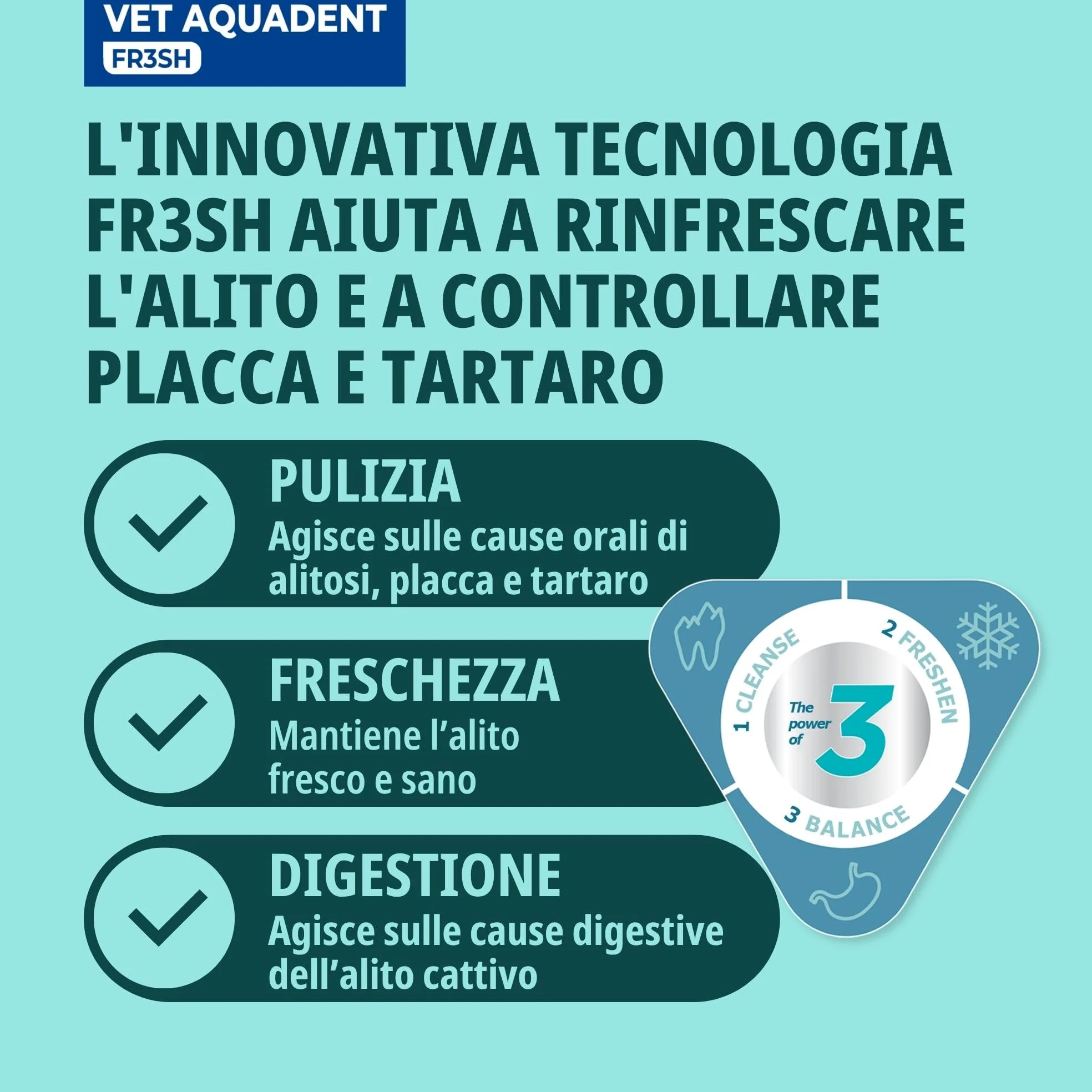 Virbac Aquadent, soluzione per l'igiene dentale di cani e gatti, aroma di menta, flacone da 500 ml