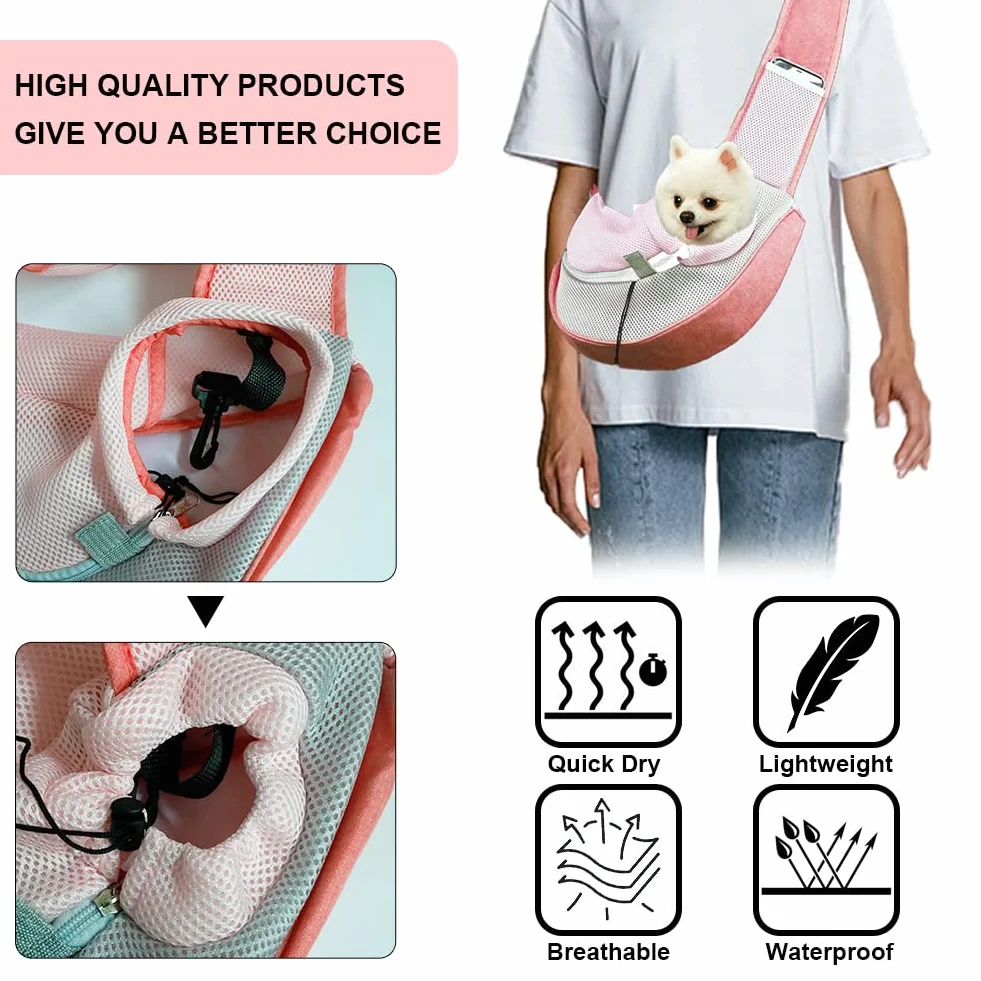 FEimaX Borsa a Tracolla per Animali Domestici, Borsa da Viaggio Regolabile per Cani o Gatti Piccola, da Viaggio, per Viaggi all’aperto, Passeggiate e Metropolitana (S, Rosa)