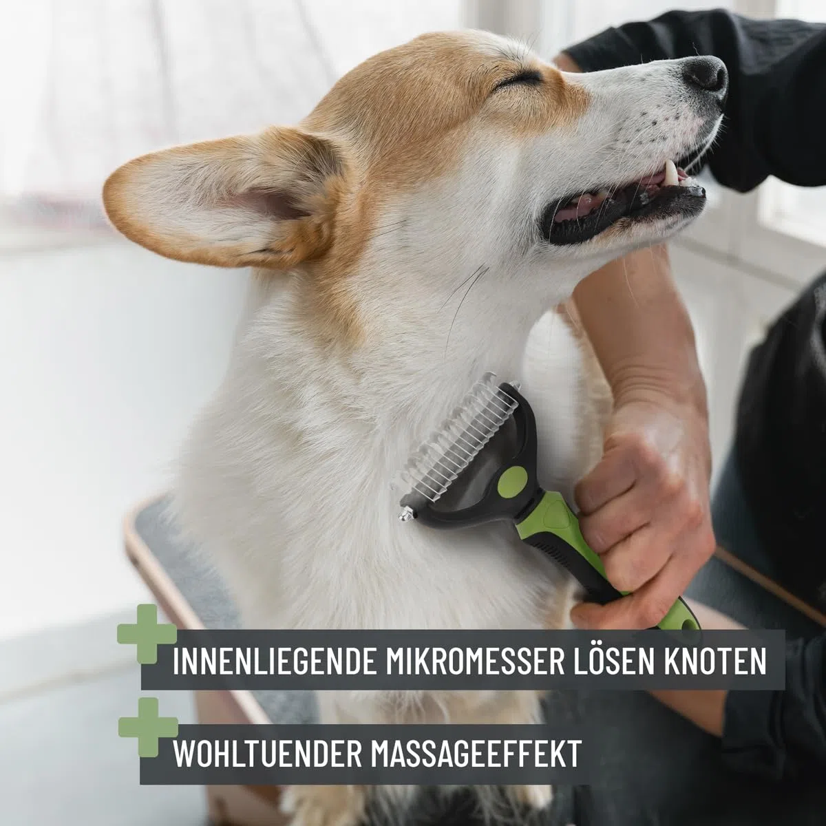 ReaVET Spazzola per cani e gatti, per capelli lunghi, taglia M-L, rimuove sottopelo e infeltrimenti, con effetto massaggio e protezione dei peli di copertura, spazzola per cani, gatti