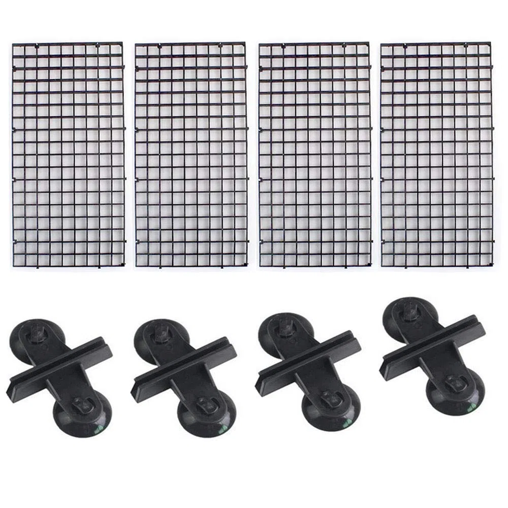 4 Pezzi Fishtank Divisori,Vassoio Acquario Cassa,Acquario con Griglia di Isolamento,con 4 Clip,per Acquari isolare Board Grid Vassoio Egg Crate Filtro Inferiore (Nero)