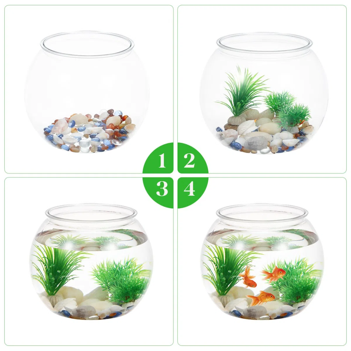 Ipetboom Boccia Per Pesci Rossi Acquari Di Plastica Rotondi Per Pesci Ciotole Di Pesce Centrotavola Vasca Tartarughe Idroponico L'animale Domestico Acrilico Piccolo Pesce Ufficio