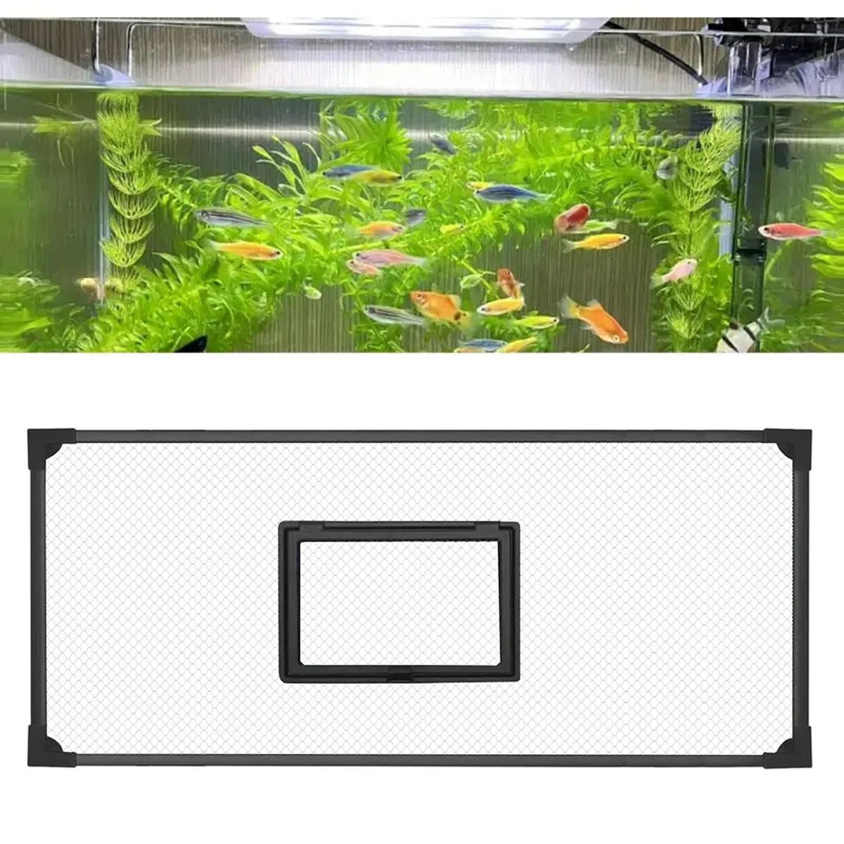 Baoblaze Copertura in Rete da 5 mm per Acquario, Multifunzionale, Resistente all'Usura, Professionale, Installazione Rapida, con Finestra di Alimentazione, 100x40 Cm