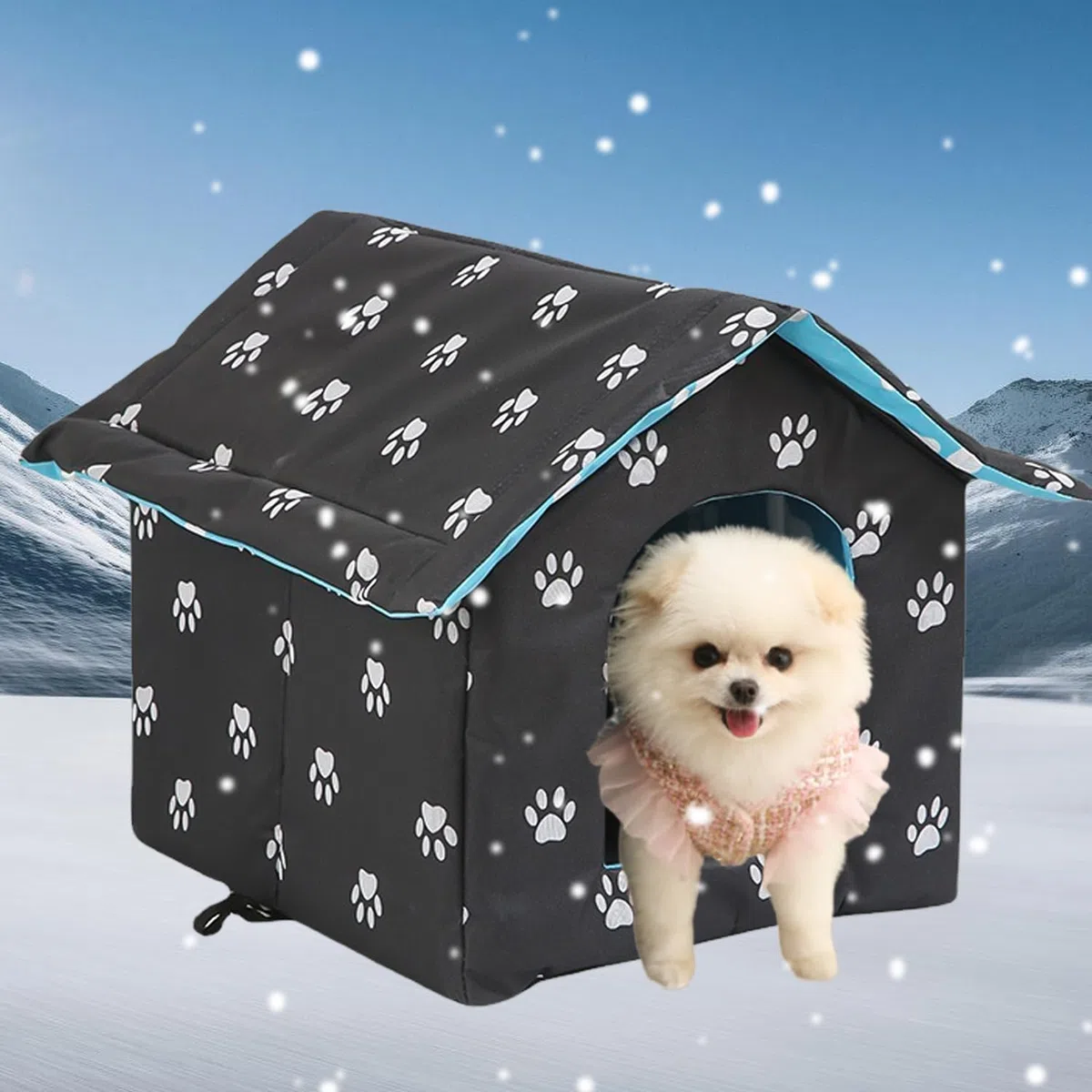 Cuccia per gatti per esterni, resistente all'inverno: cuccia per gatti pieghevole, lavabile, resistente agli agenti atmosferici, impermeabile e calda, casa all'aperto per animali domestici in
