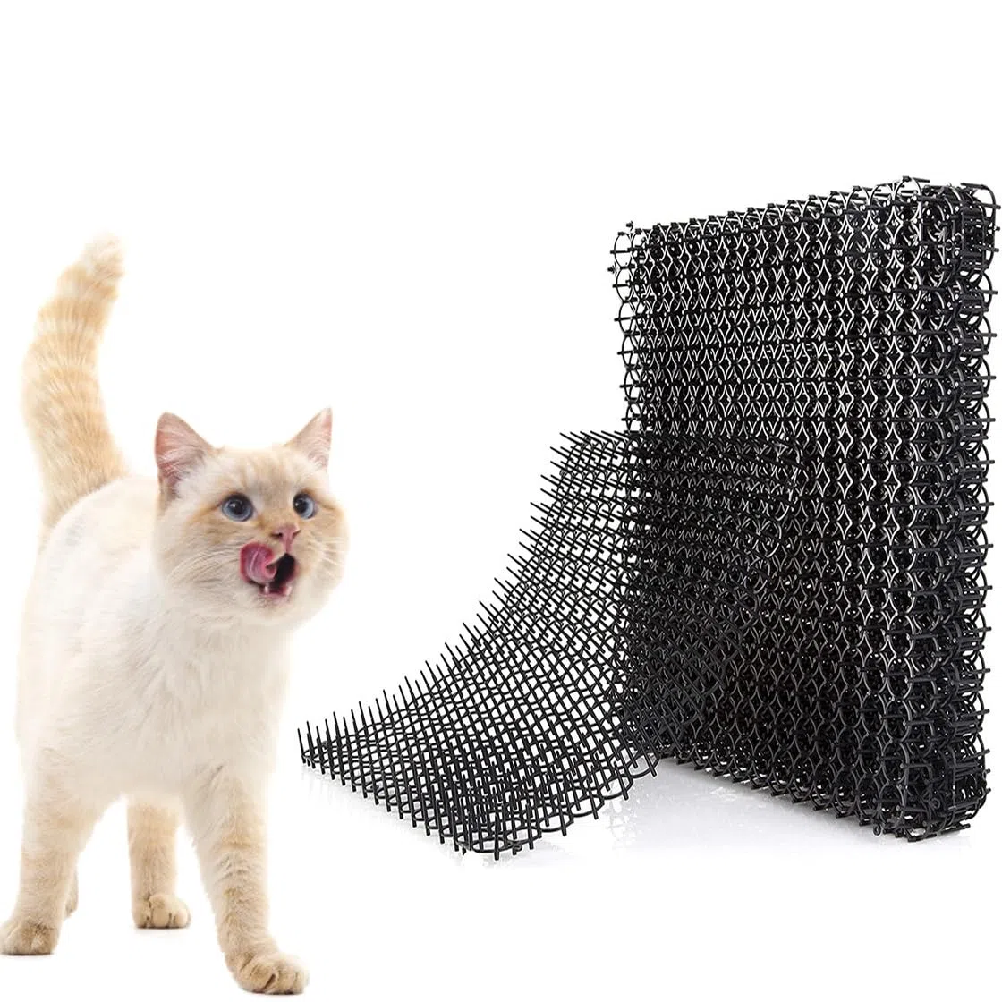 BUYTER Confezione da 12 tappetini quadrati per gatti da 21 x 16 cm, con punte, cuscinetti repellenti per gatti, barriera per animali, inclusi 12 graffette e 20 fascette (20 * 15 cm)