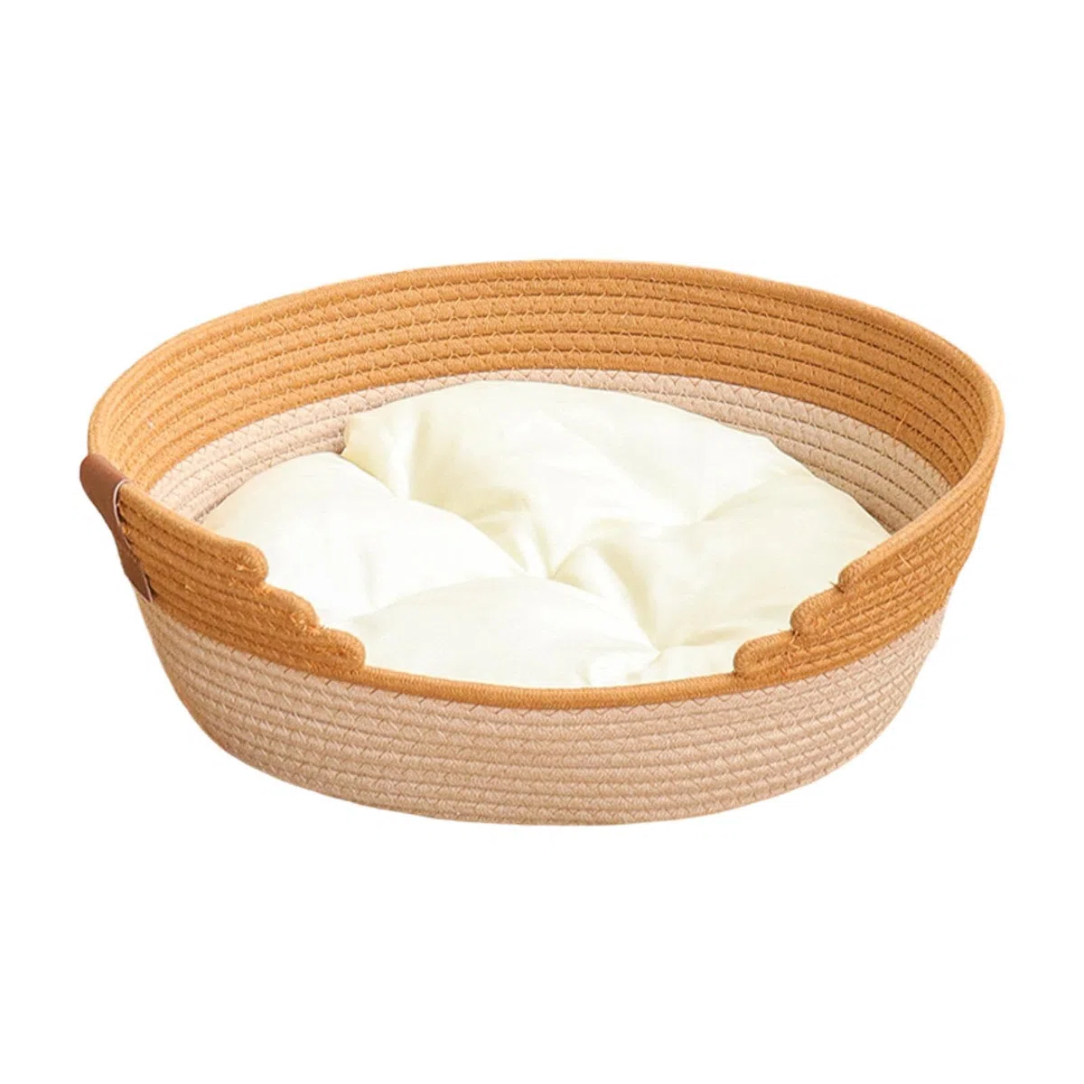 MagiDeal Cesto per Lettino per Gatti in Corda di Cotone Intrecciata, Letto per Dormire con Cuscino, Cuccia Portatile AntiGraffio per Animali Domestici, M