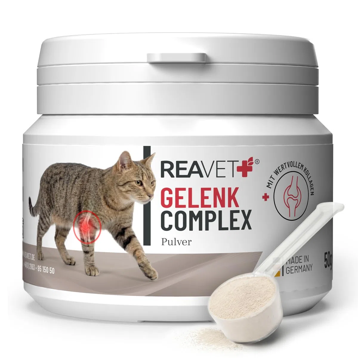 ReaVET Giunto Complex gatto, per 3 mesi, alternativa alle compresse articolari – molto elevata accettazione – speciale agente articolare per gatti, meglio di cozze verdi MSM, artiglio del diavolo,