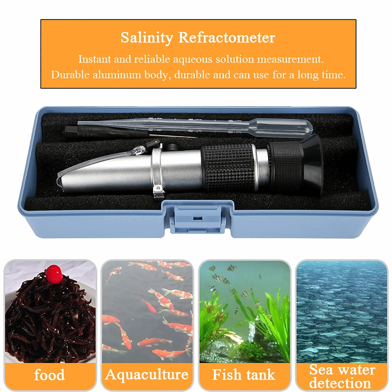 Rifrattometro Salinometro, Misuratore di Salinità Dell'acqua di Mare Rifrattometri per L'ottica Dell'acquario Temperatura ATC Digitale 0-10% Acquario per Piscina di Acqua di Mare Serbatoio Salamoia St