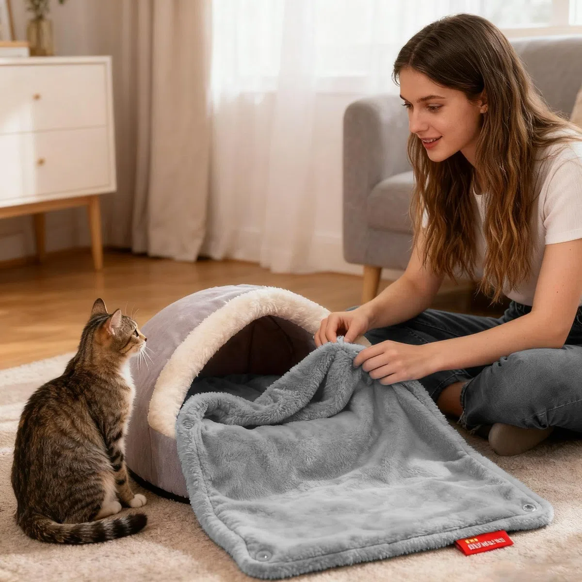 Tappetino riscaldante per gatti | riscaldante ricaricabile | Tappetino impermeabile ricaricabile 58 x 28 cm per gatti interni cuccioli animali domestici cani piccoli uomini donne inverno casa