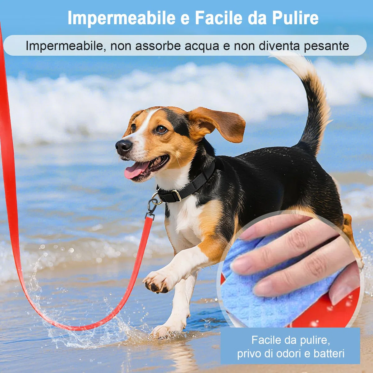 Guinzaglio da Addestramento Impermeabile per Cani, 1,8m/ 3m/ 5m/ 10m/ 15m/ 20m/ 25m/ 30m Robusta e Resistente con Maniglia e Moschettone, Perfetta per Cani di Taglia Piccola e Grande