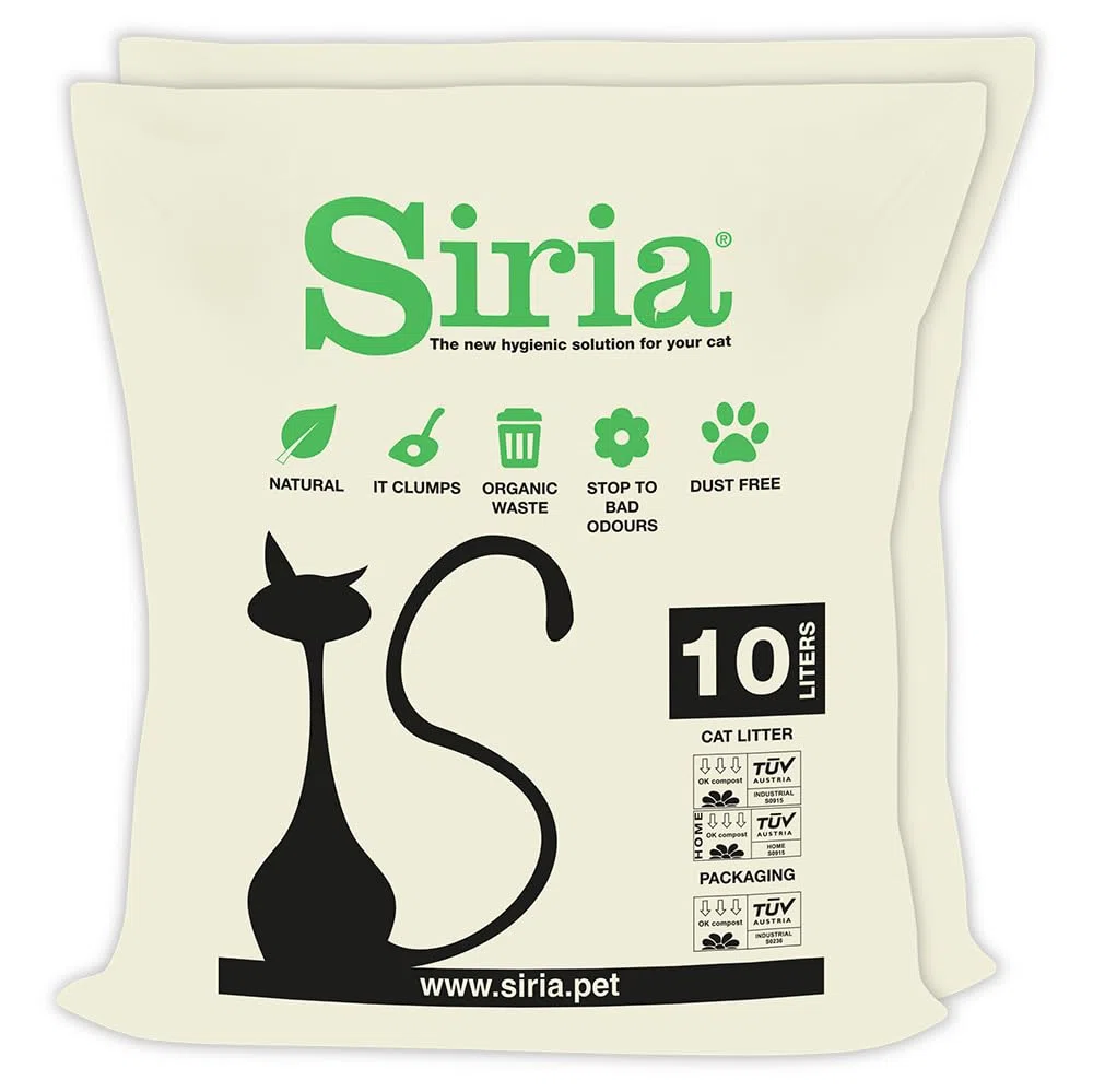 Siria Lettiera per Gatti, 20L (Set 2 Sacchi da 10 Litri) Agglomerante e Vegetale di Alta Qualità
