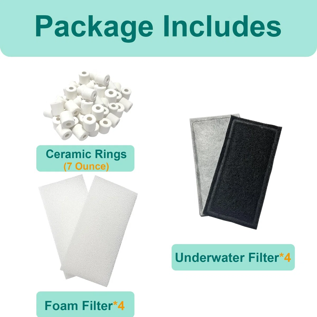 Set di 9 filtri per acquari compatibili con filtro subacqueo Fluval U2, filtro per acquari d'acqua dolce e salata, include 4 cuscinetti in schiuma, 4 cartucce in policarbonato e 1 anello in