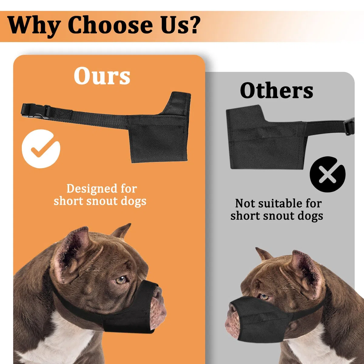 Mayerzon Museruola morbida per Pitbull, bulldog, boxer, rottweiler, anti morso, corteccia, per toelettatura, museruola in tessuto per cani a muso medio grande e corto