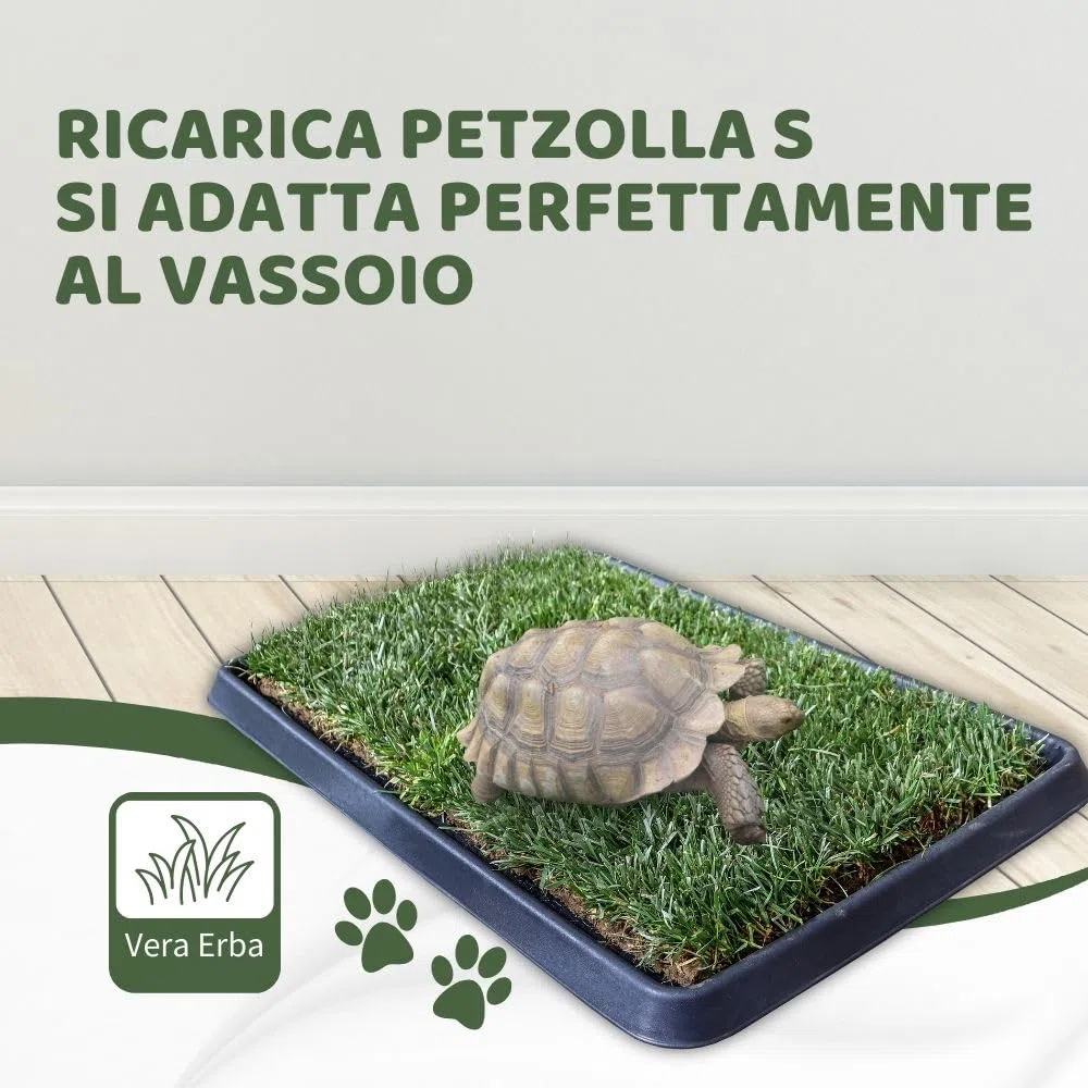 Ricarica S Tartarughe 60x40cm - Terrario tartarughe di terra in vero prato naturale, Ricambio facile da sostituire per il Kit S, casetta per tartarughe da interno dura fino a 5 mesi