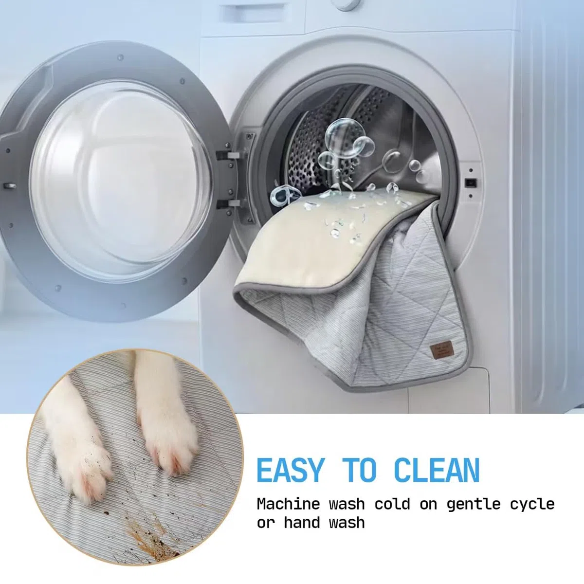 Coperta rinfrescante per cani lavabile e impermeabile, Q-MAX>0.4, 75×60 cm, doppia faccia rinfrescante e peluche, per divano e cani di piccola taglia