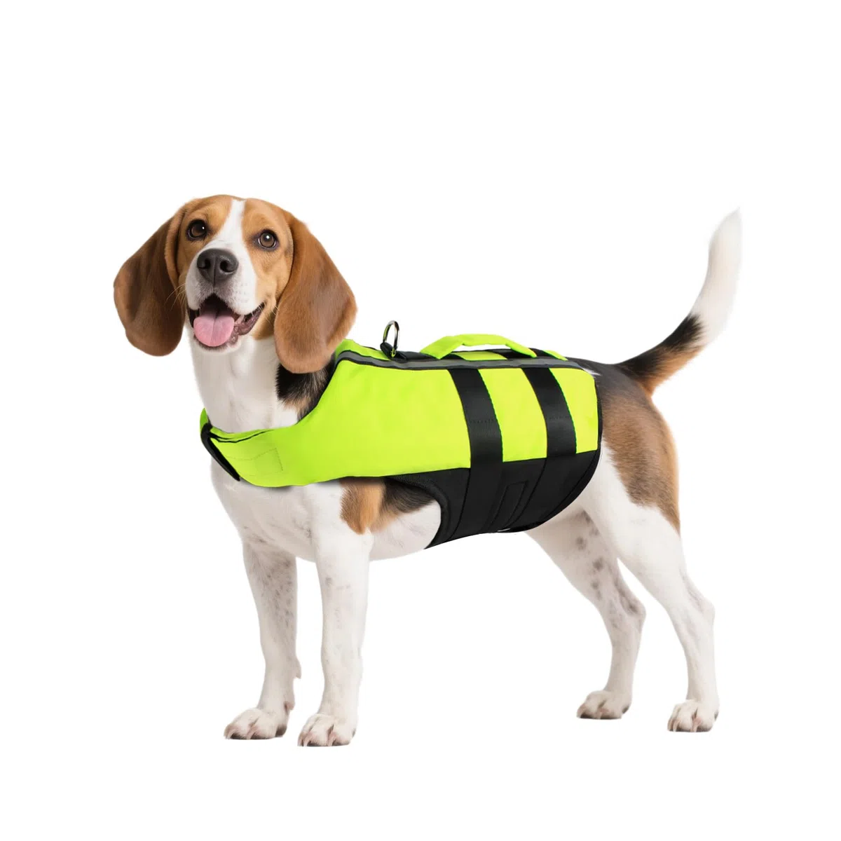 Namsan Giubbotto di Salvataggio per Cani Regolabile Salvagente Cane con Striscia Riflettente Verde - M