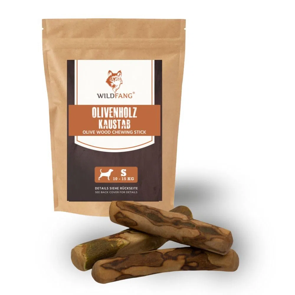Wildfang® Bastone da Masticare in Legno d'Olivo per Cani - Giocattolo Naturale per Cuccioli, Teething Toy, Ossa in Legno per Cani, Chew Stick Resistente, Giocattolo per Tutti i - Set of 3 (Small)