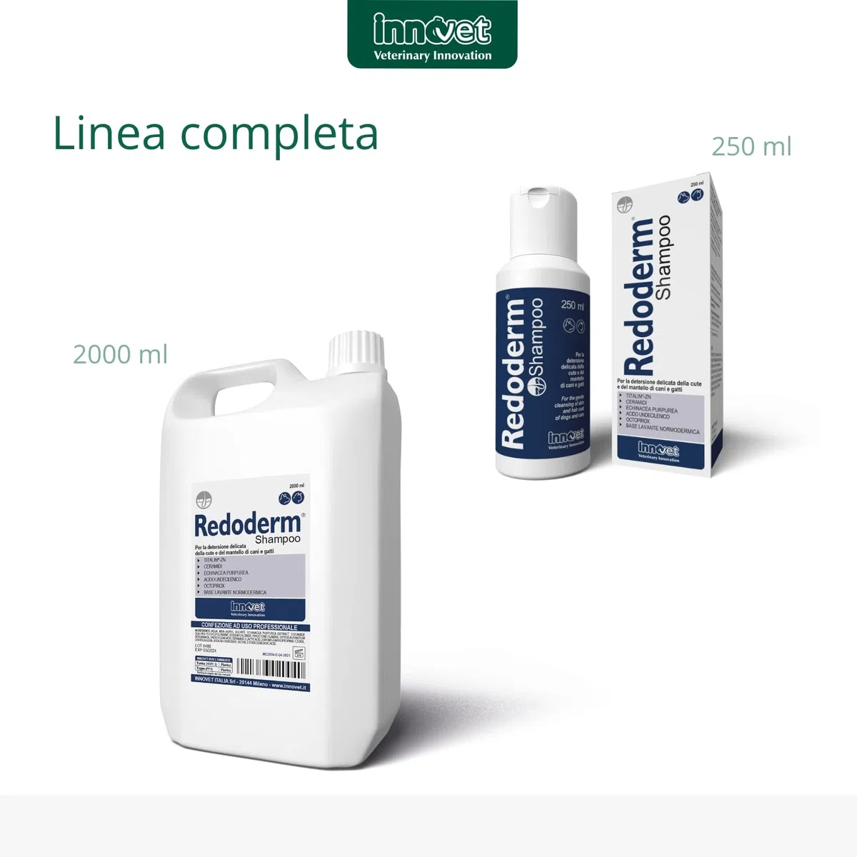 Redoderm Shampoo per la Detersione delicata della Cute e del Mantello di Cani e Gatti, mantiene l'Integrità dellla Barriera cutanea - Flacone da 250 ml