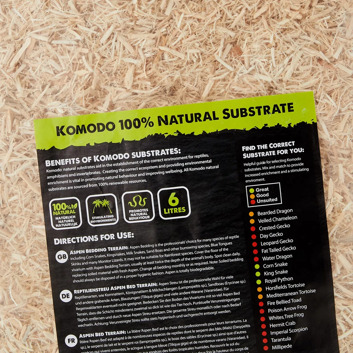 Happypet PET-554.698 Komodo Aspen Bed Terreno (6ltr)