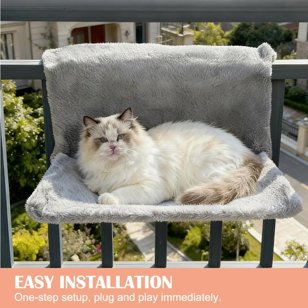 Cat Bed for Heaters, lettino riscaldante per gatti con morbido rivestimento in peluche, Cat Hammock Heating, morbido lettino riscaldante per gatti, per tutti i radiatori (grigio)