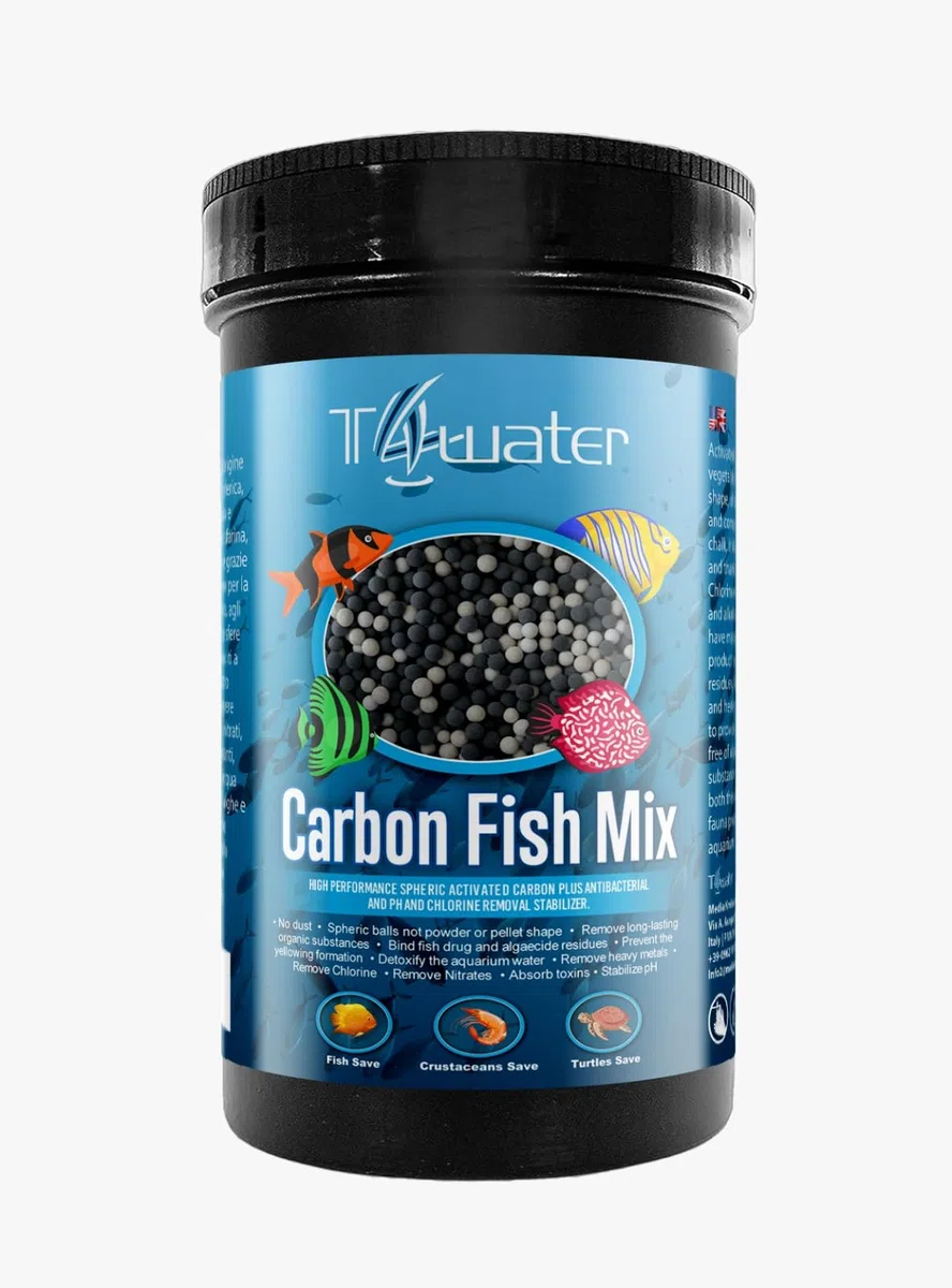 Carbon Fish Mix, Miscela di carbone attivo, Cloro removal, antibatterico, regolatore pH. (500, Grammi)