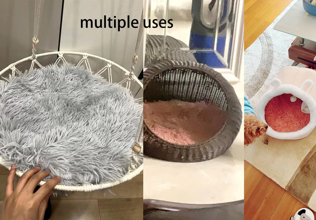 RICHRAIN Cuscino in peluche per cani di gatto, tappetino caldo per animali domestici, cotone PP morbido e confortevole per soggiorno (L 57 cm, grigio chiaro)