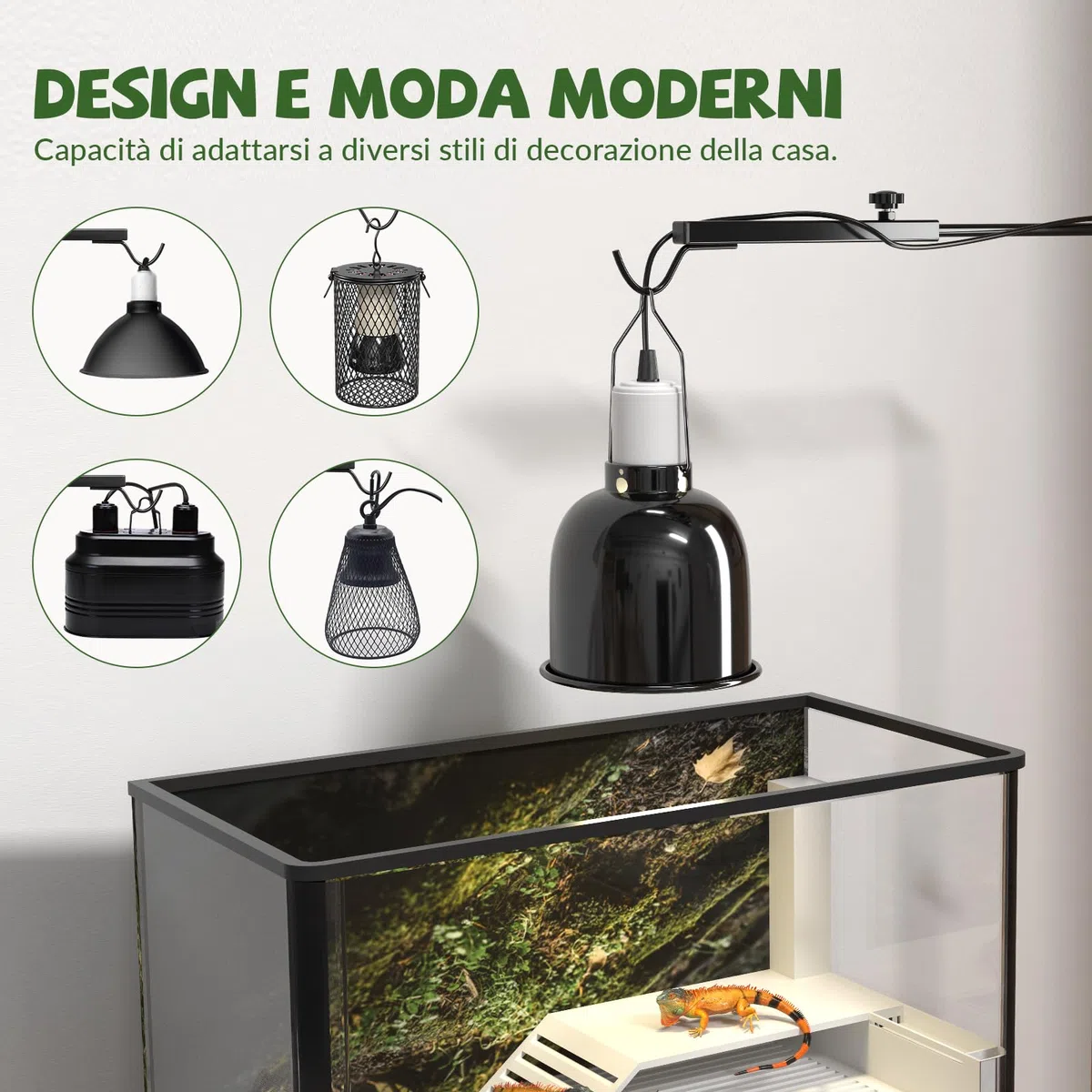 GlowUp Supporto per Lampada per Rettili Regolabil 40-93cm, Portalampada per Acquario, Supporto Portalampada per Tartaruga, Ragni, Cani, Pulcini (Esclusi Lampada)
