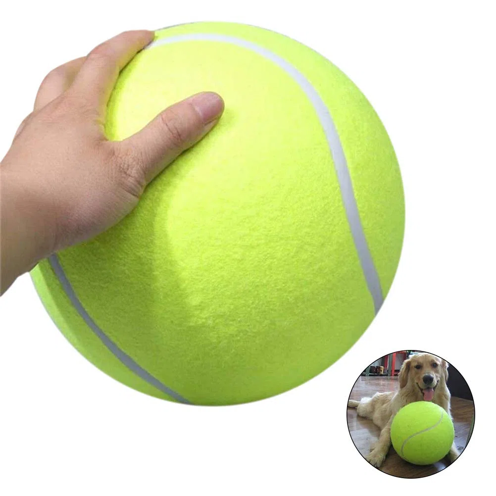 Palla da tennis per cani, 24 cm, gialla e rinforzata – giocattolo masticabile extra-large per cani di tutte le taglie